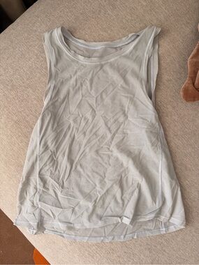 Women’s Sleeveless Light Blue Mesh Tank Top